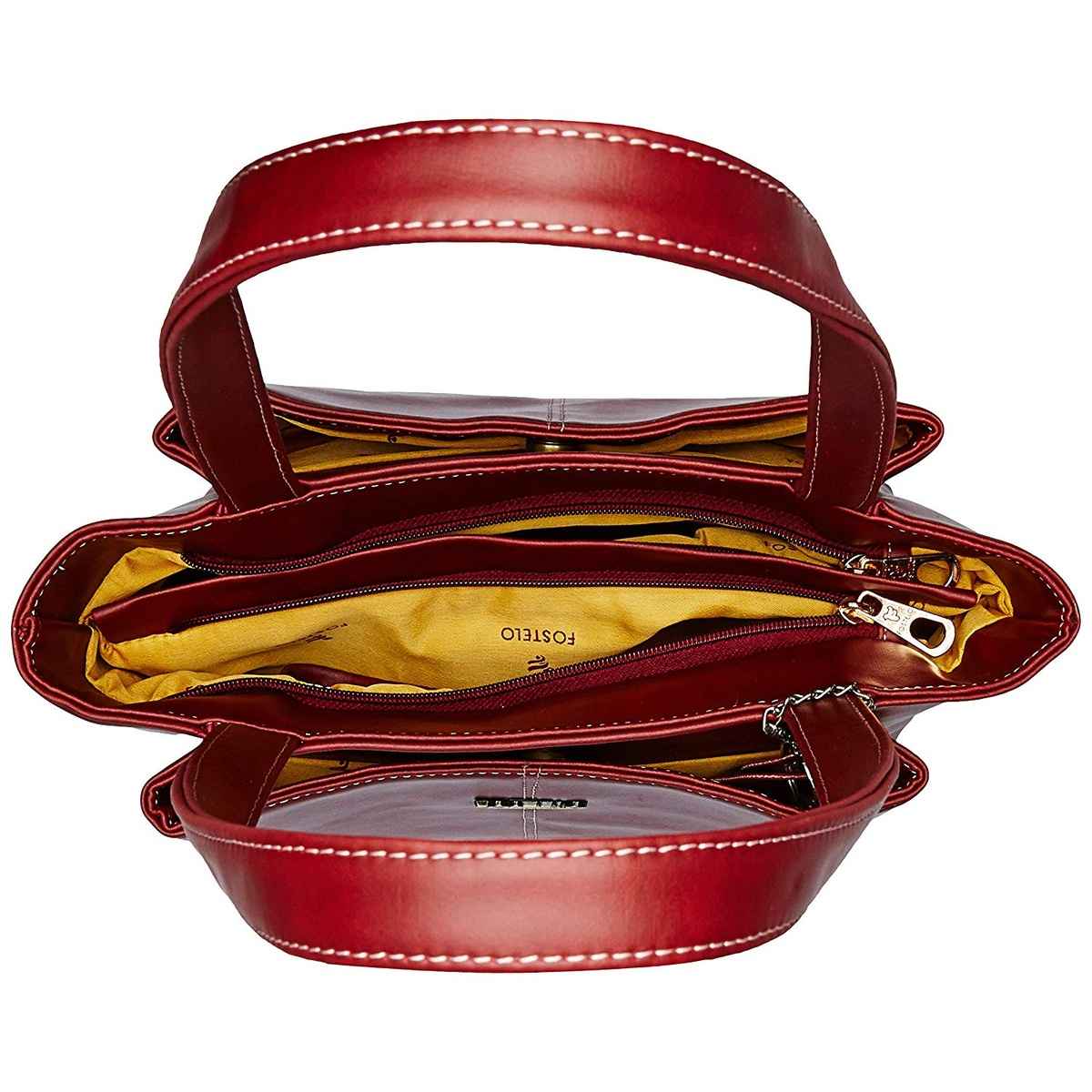 Fostelo Women's Vegan Leather Florence Handbags Shoulder Hobo Bag Ladies Purse | Maroon | Large