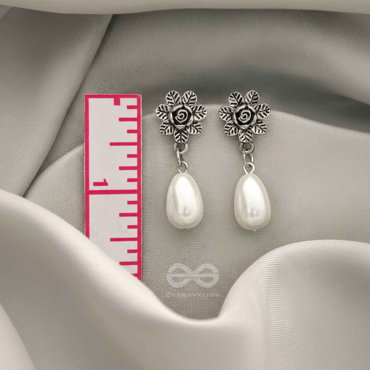 Everstylish The Frosty Dewdrop- Oxidised Pearl Earrings