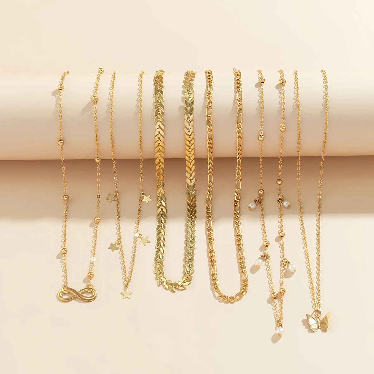Jewels Galaxy Gold-Plated Pack Of 6 Layered Necklace (1 Pack 6 Necklaces)