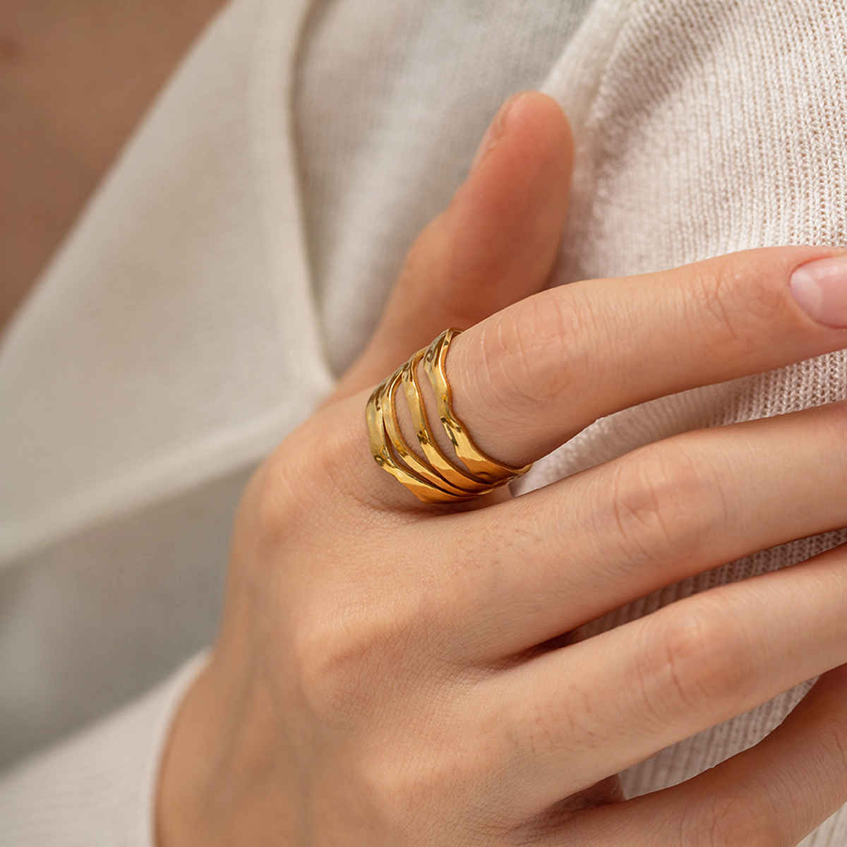 Gold Rings Labelled Label She Gold Plated Anti Tarnish Stainless Steel Adjustable Ring ...