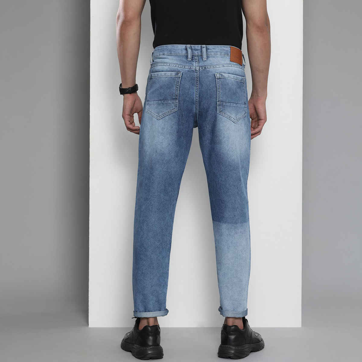 The Indian Garage Co Men's Dad Fit Distress Street Jeans | G-131 | Blue - 36