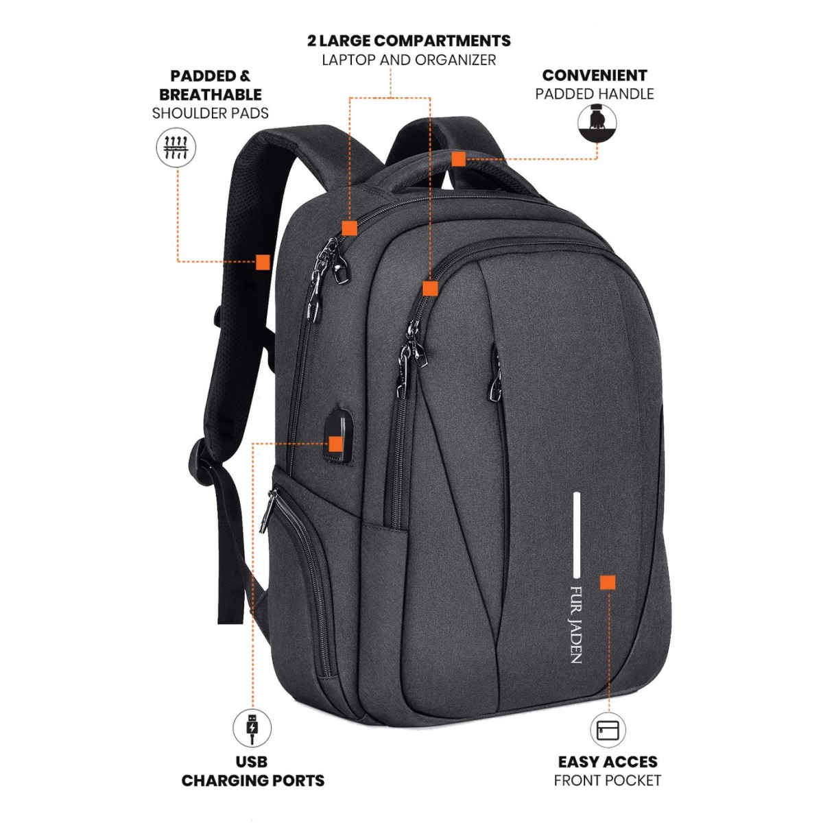 Fur Jaden Unisex Solid Polyester 24 L Laptop Backpack | Black - 15.6 Inches