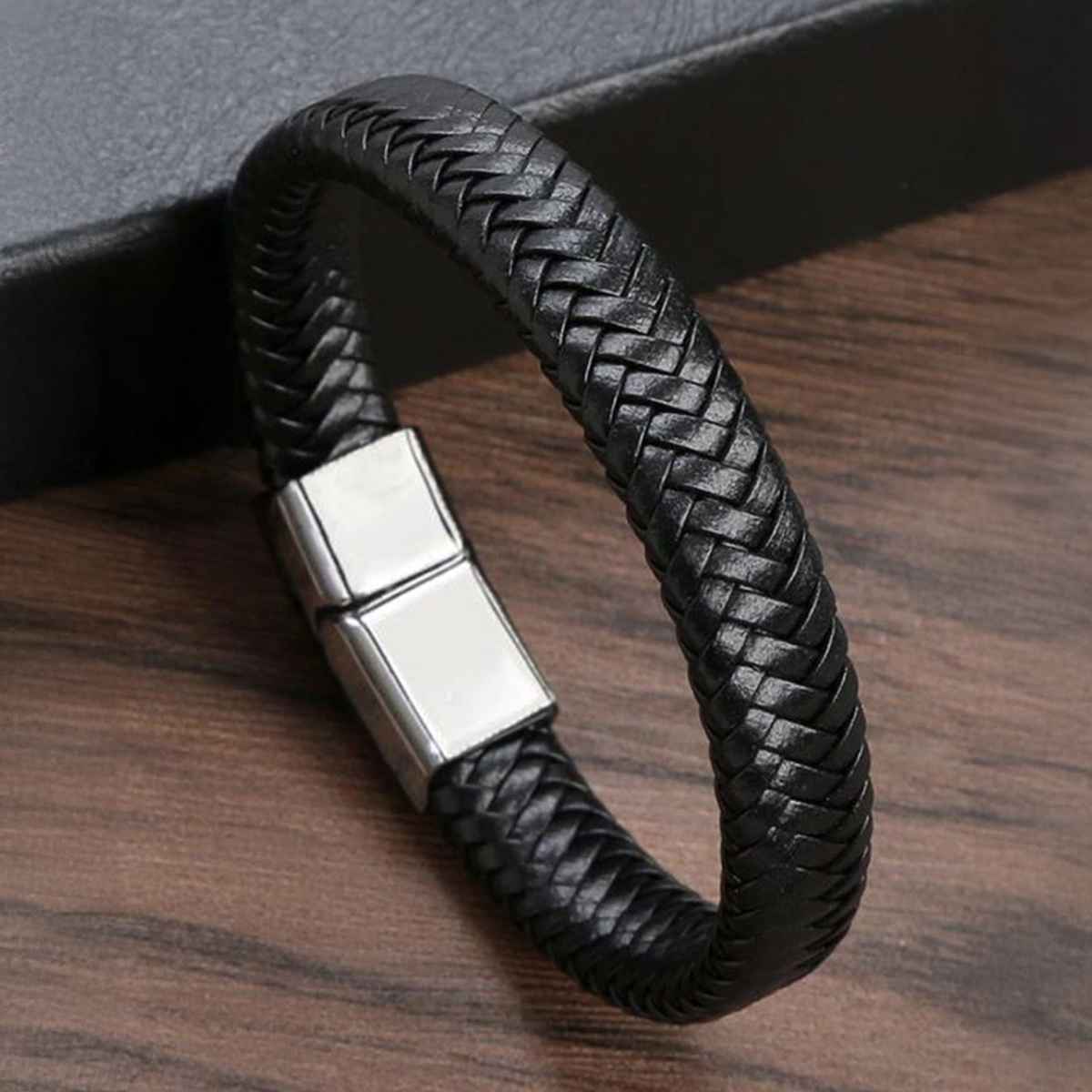 YouBella Bracelets for Men and Boys Black Leather Bracelet (YBBN - 92150)