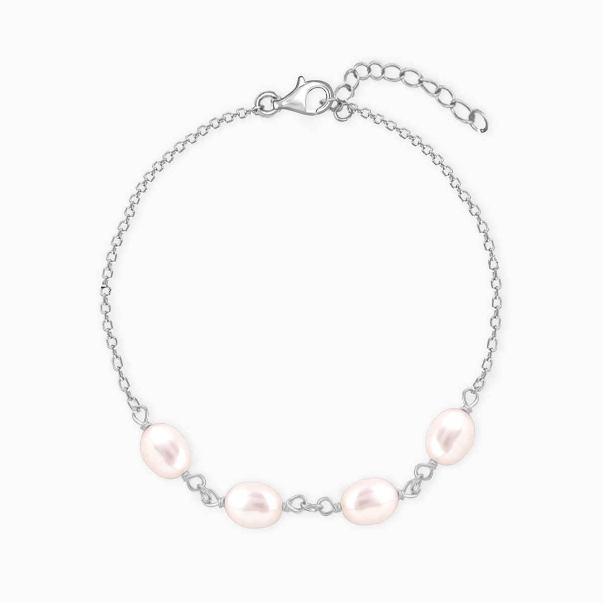 Giva Silver Pearl Glance Bracelet