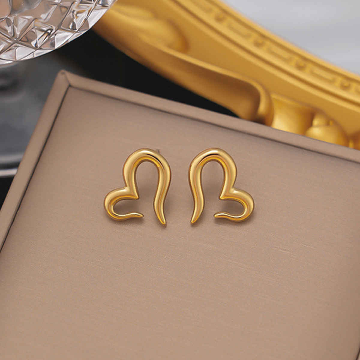 LabelShe Gold Plated Stainless Steel Heart Themed Stud Earrings | LS-ERG-57097