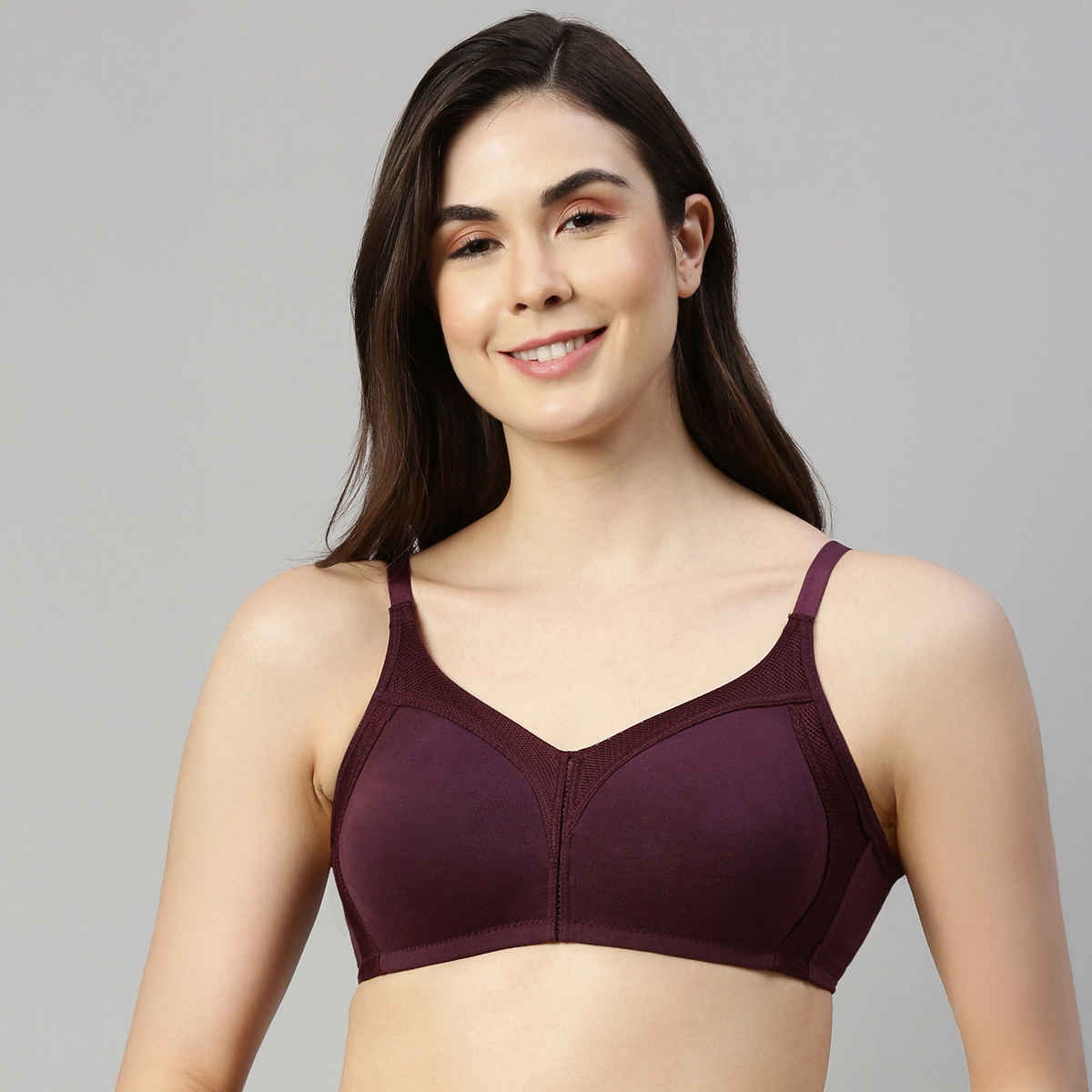Enamor Women's AB75 Full Support Fab-Cool Cotton Bra | Non Padded | Wirefree | Purple - 38B