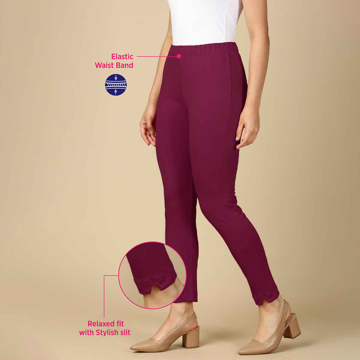 PYNK By Lux Cozi Women's Premium Modern Kurti Pants | Mauve | Free Size