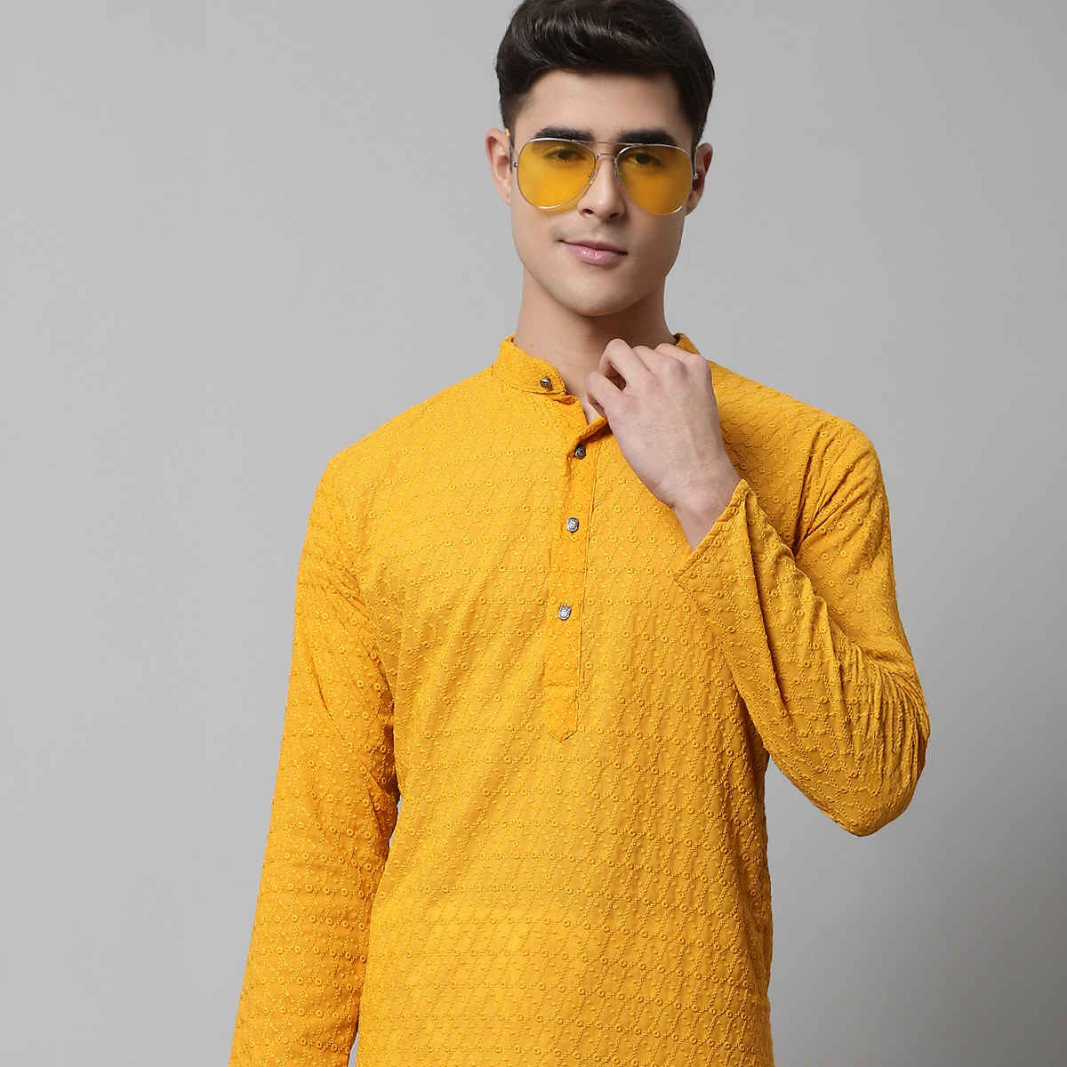 Jompers Men's Kurta | Ko 561 | Mustard - XL