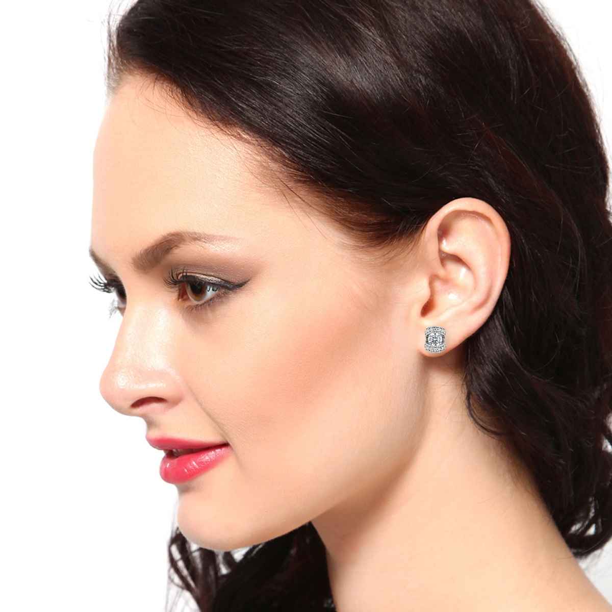 Carlton London Rhodium Plated with CZ Stud Earring | FJE1520