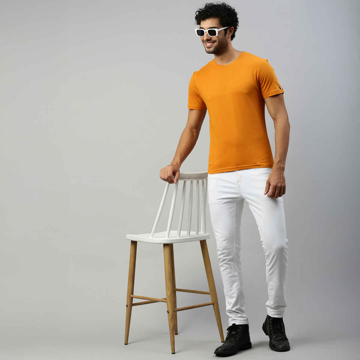 Actimaxx Men's Solid Round Neck Pure Cotton T-shirt | Colour May Vary - M