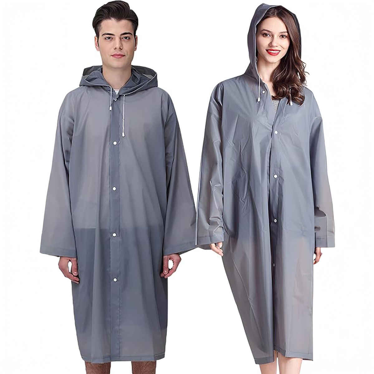 INFISPACE Adult Unisex Polyester RainCoat Poncho with Adjustable Cap and Cover Free Size Grey Color