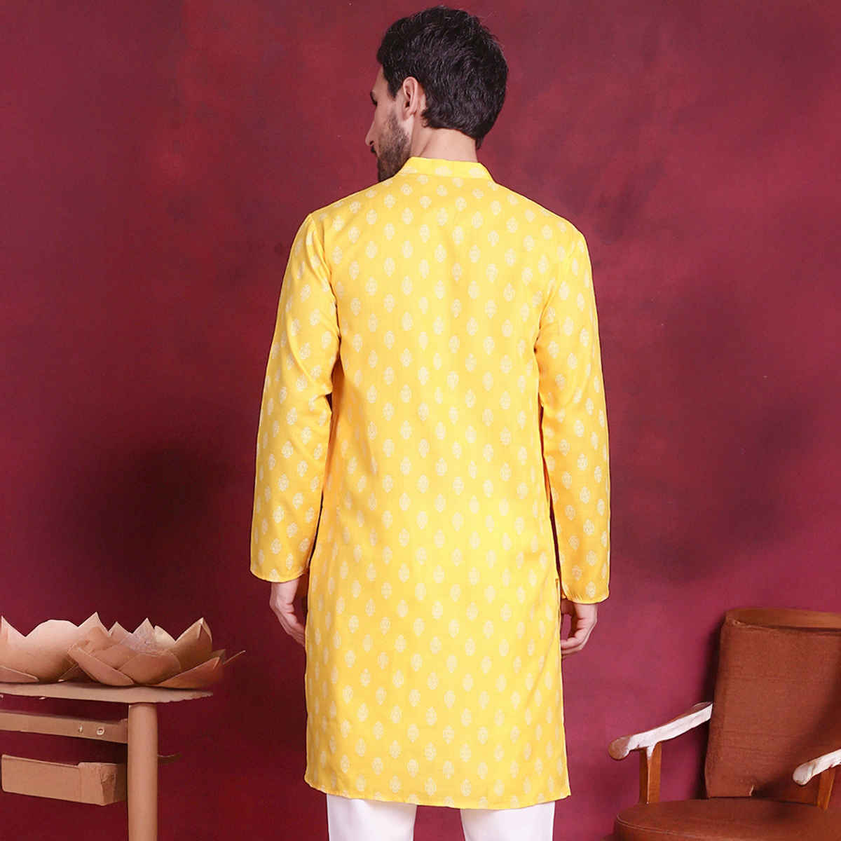 Jompers Men's Kurta | Ko 650 | Lemon - S