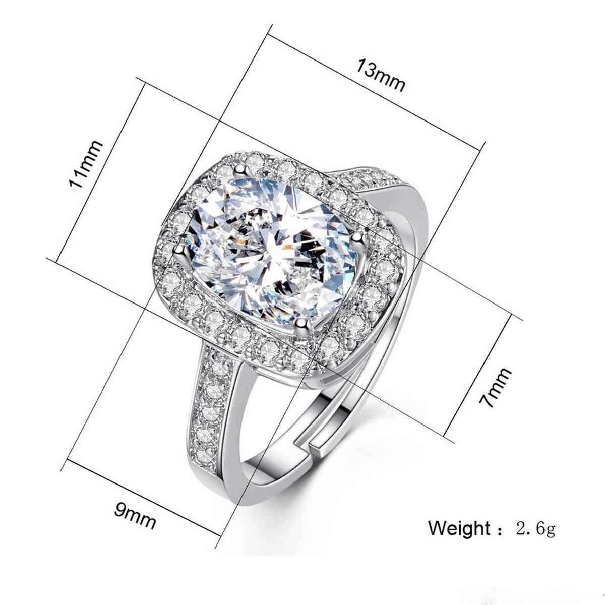 Jewels Galaxy Silver-Plated Geometric American Diamond Adjustable Finger Ring (1 Pack 1 Piece)