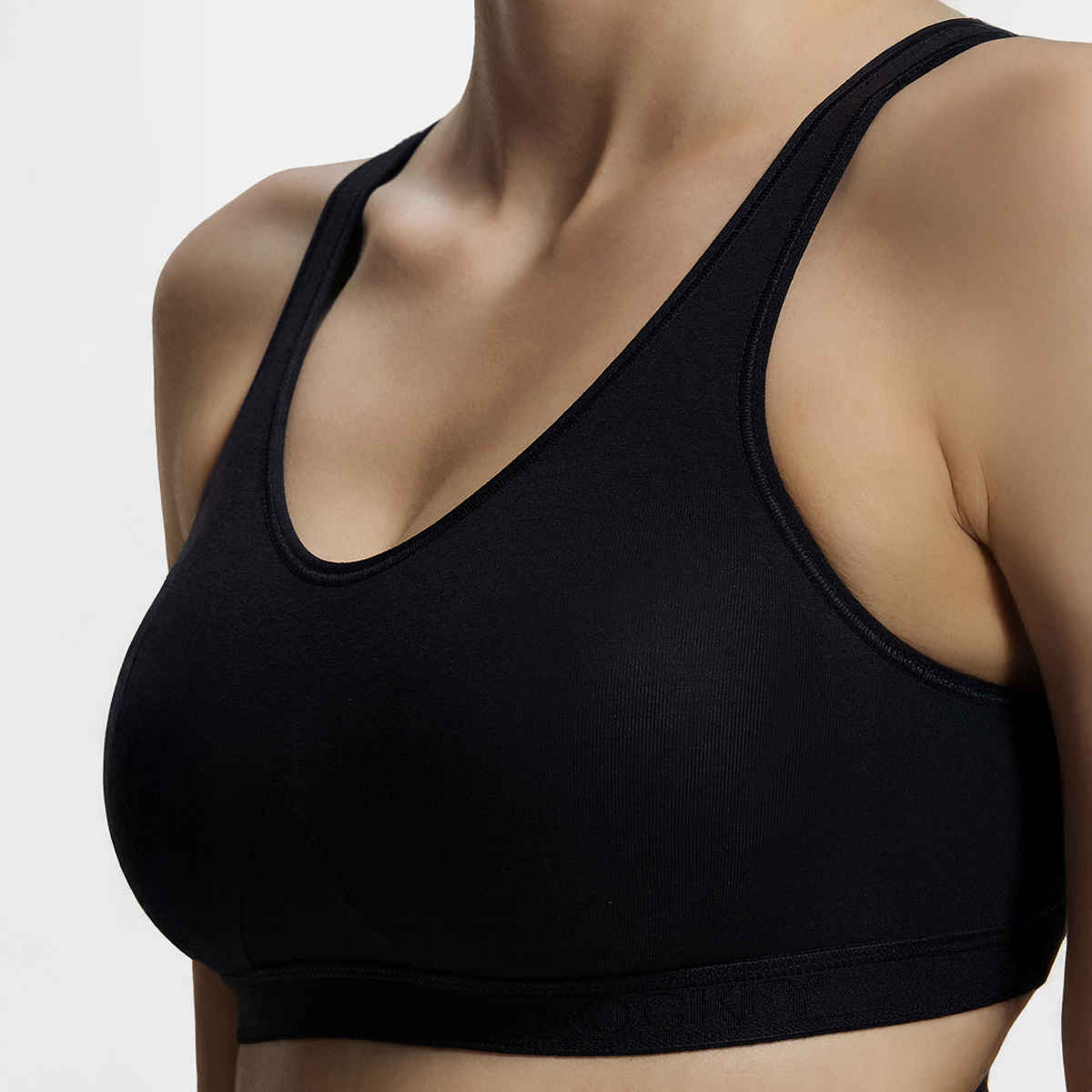 Jockey 1376 Women's Wirefree Non Padded Super Combed Cotton Active Bra Wider Straps | Black | XL