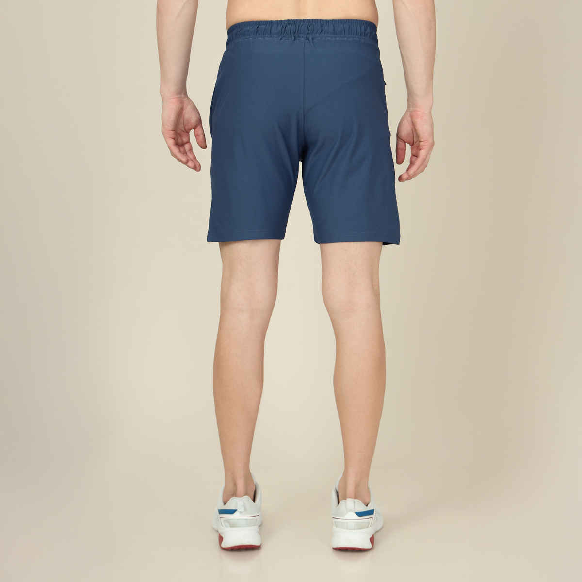 Technosport Men Poly Solid Slim Fit Sports Shorts with ELASTO LITE | Light Navy | XL