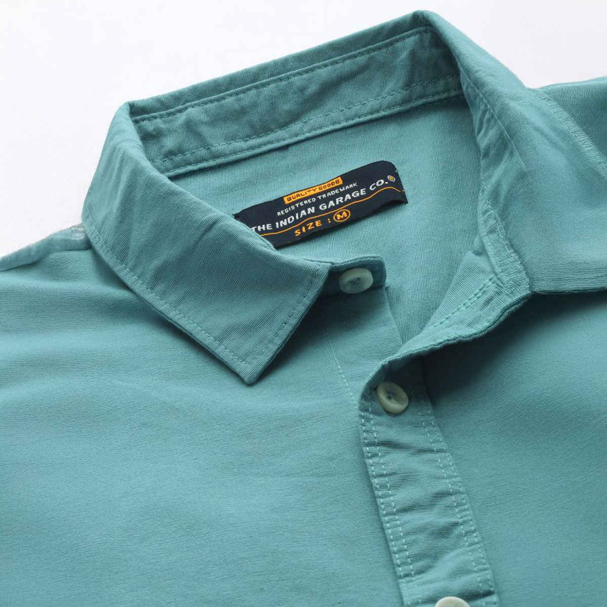 The Indian Garage Co Men's Regular Fit Solid Casual | Light Blue | 2XL