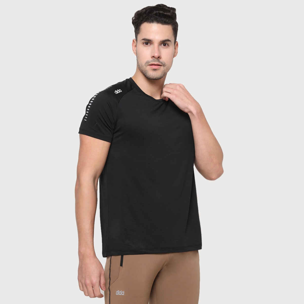 Dida Men's Sports T-shirt | Regular Comfortable Stretchable Dry-Fit | Black - 2XL