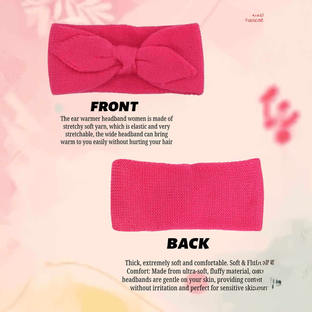 Fabseasons Women's Solid Wool Headband | Pink | 2 - 10 years