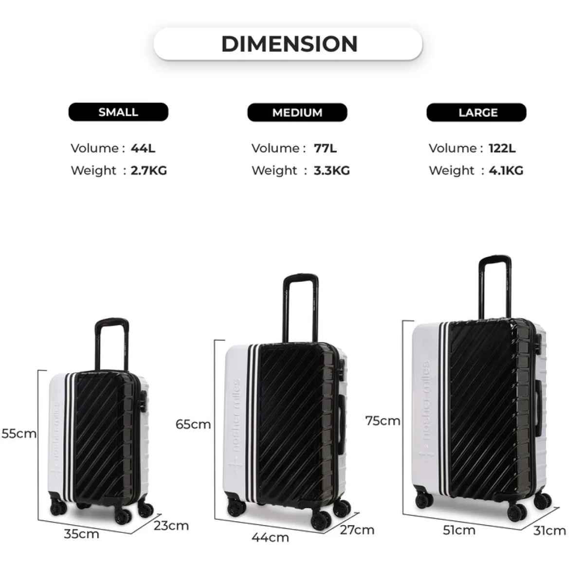 Nasher Miles Vegas Check-In Hard-Sided Polycarbonate Luggage 24Inch 65 cm Trolley Bag Black&White
