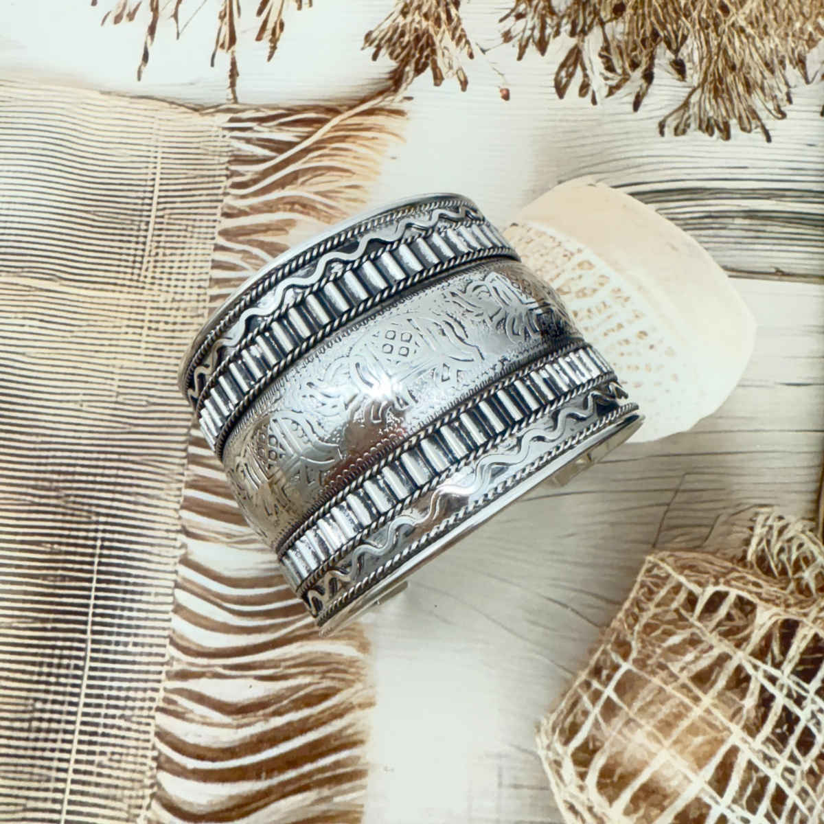 The Opal Factory | Oxidised Jewelry | Cuff Bracelet Flexi Size | Silver