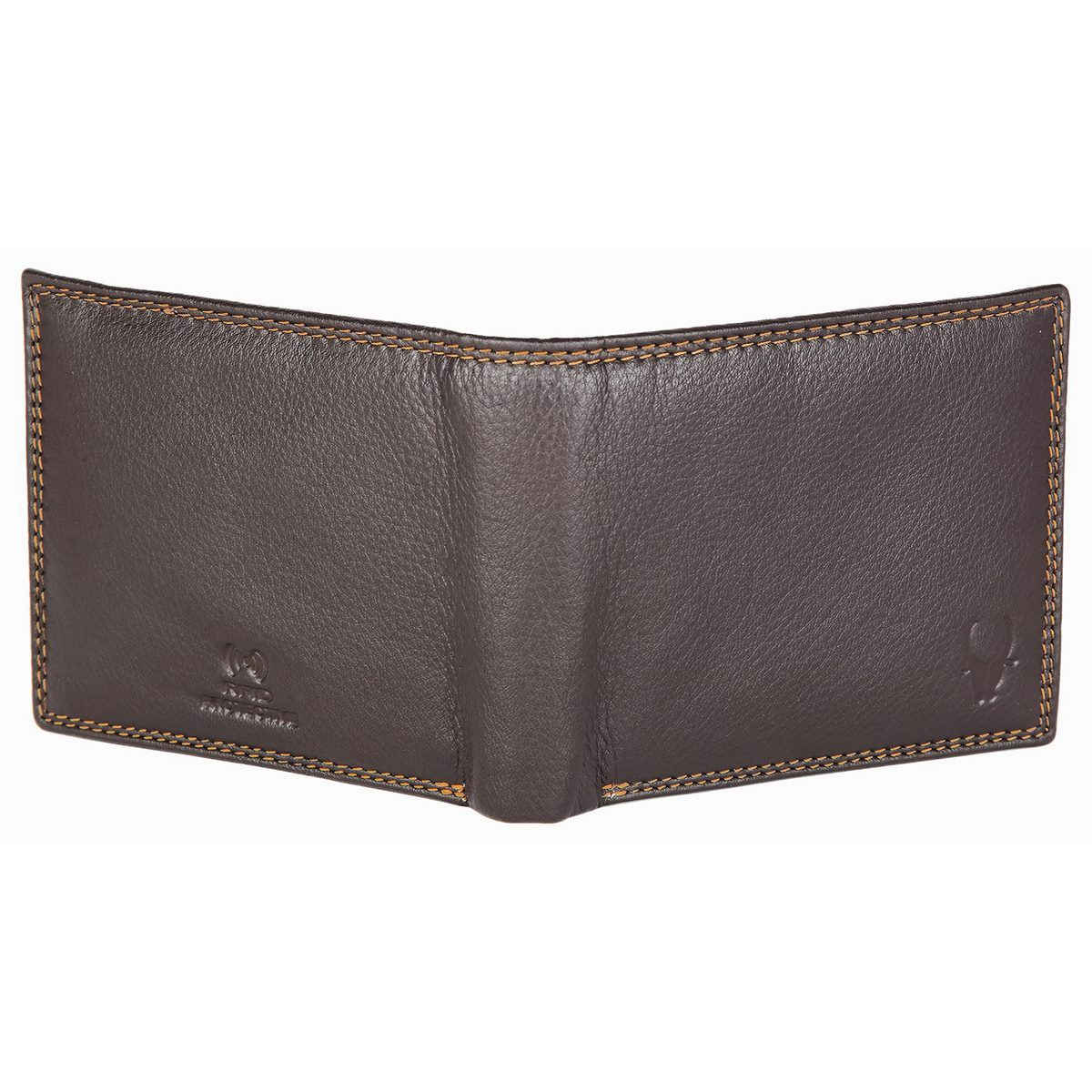 Wildhorn Men's Solid Genuine Leather Bi-Fold Wallet | Brown - Free Size