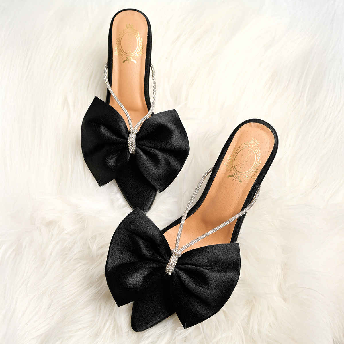 Shoetopia Stylish Western Embellished Black Heels For Women | UK 7