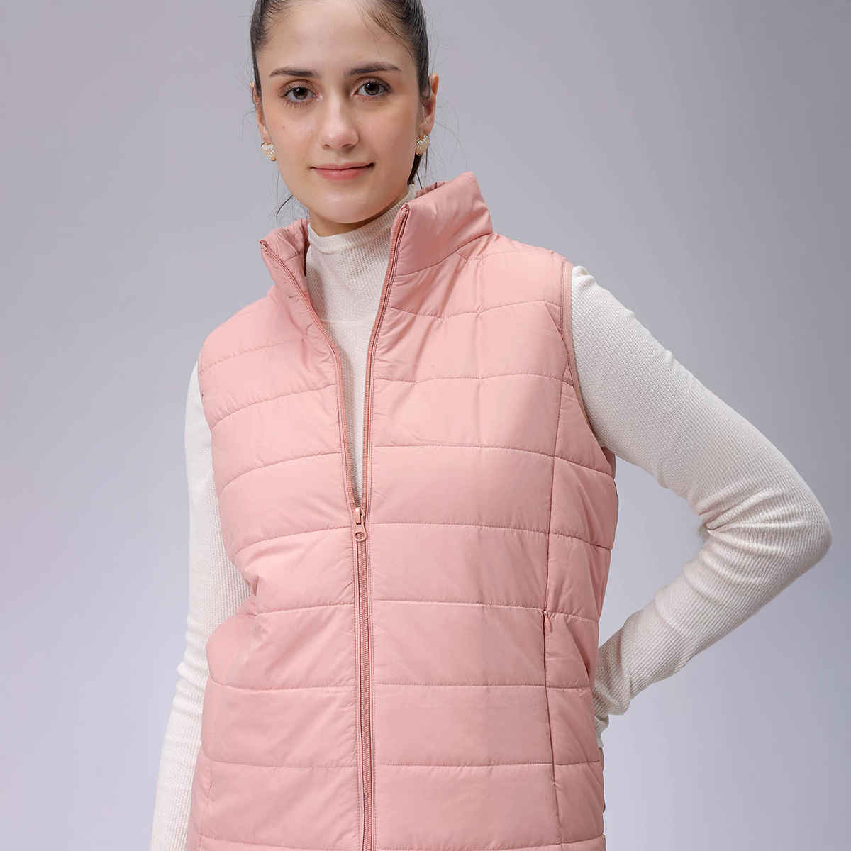 Freehand by The Indian Garage Co Women's Regular Solid Outerwear | Pink - L