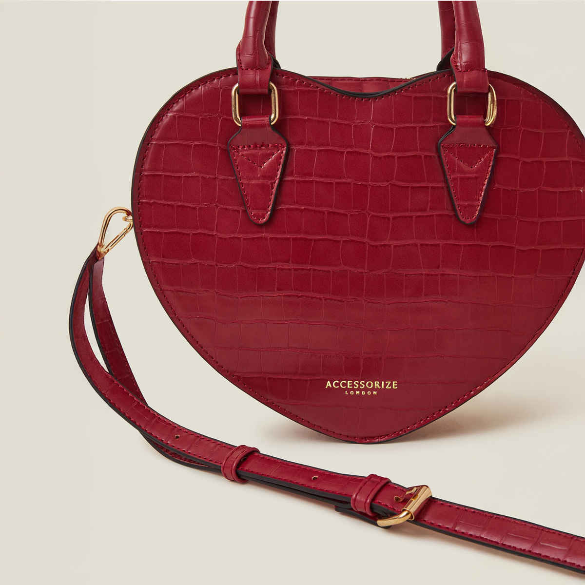 Accessorize London Women's Heart Handheld Sling Bag - Red