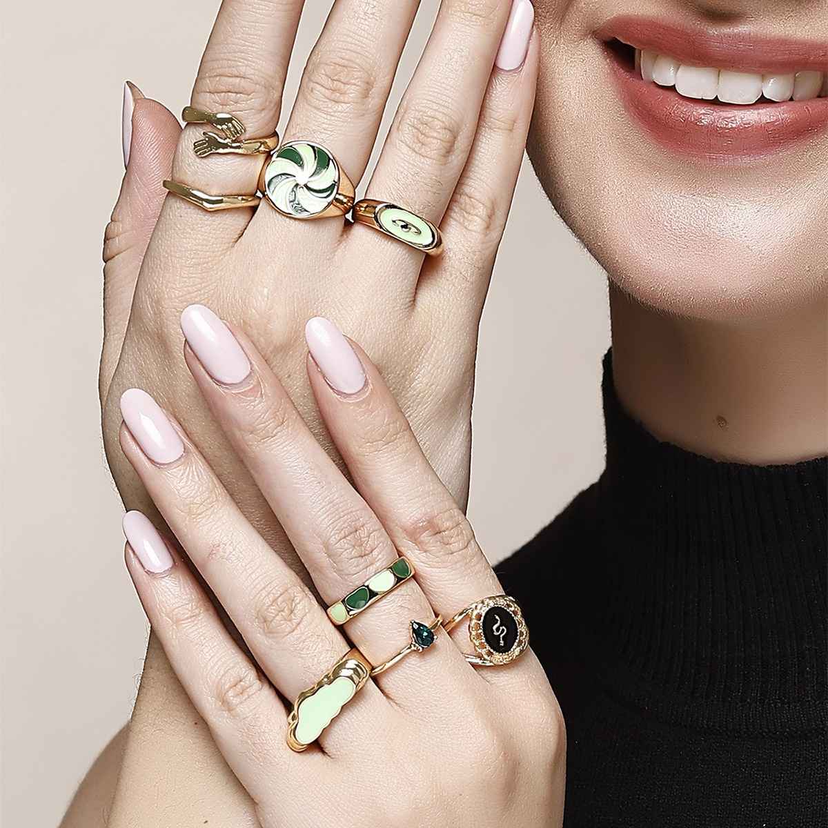 Karatcart Women's Designer Ring Combo Green One Size | 44038415