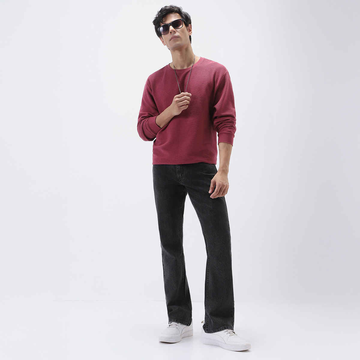 Urbano Fashion Men's Bootcut Jeans Washed Stretchable | Black | 32