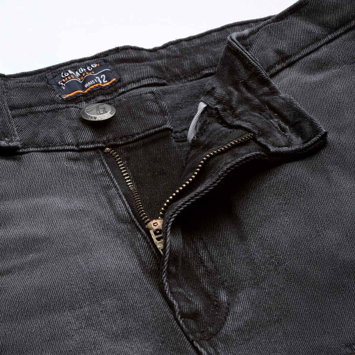 The Indian Garage Co Men's Slim Fit Solid Casual Jeans | Black - 34