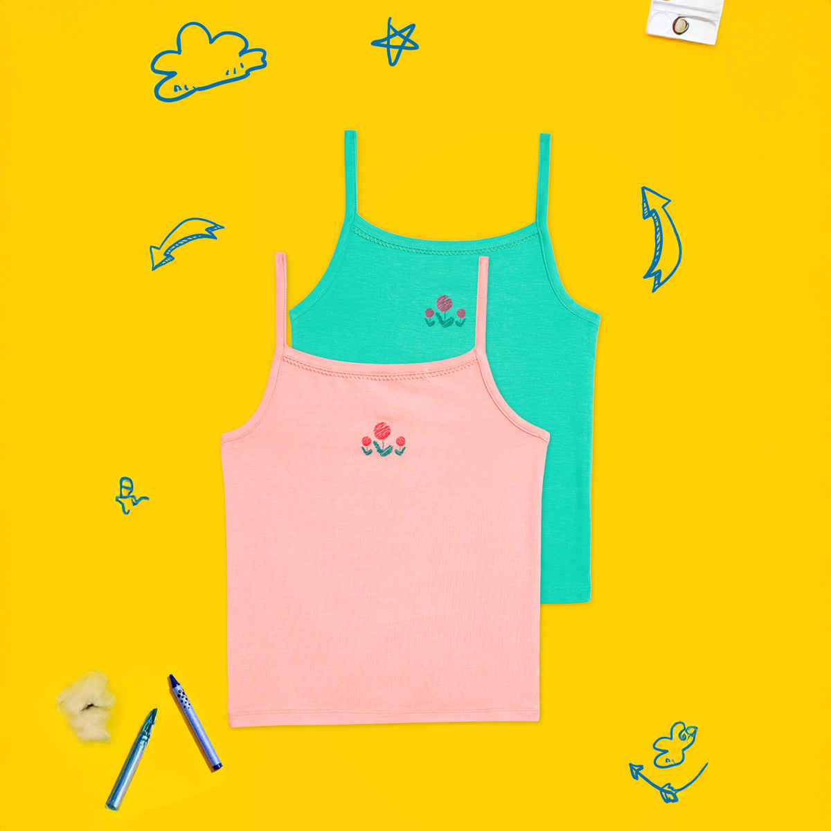 XY Life Slips for Girls, Tencel Modal, Antimicrobial - Aqua Green+Frost Pink | 5-6Y| Pack Of 2