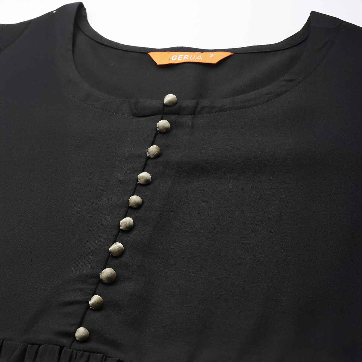 Libas Women's Solid Rayon Anarkali Suit Set With Dupatta | Black - XL