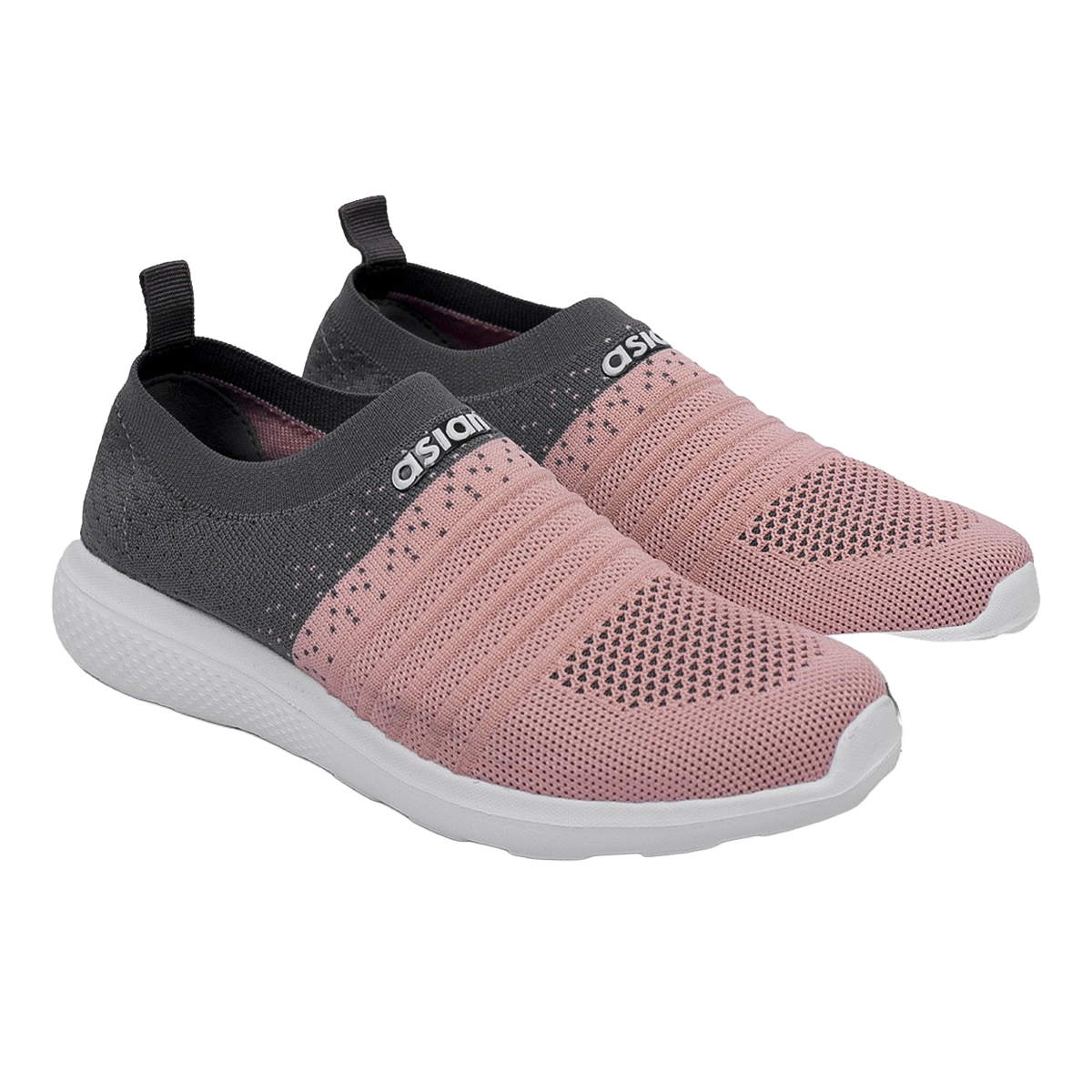 Asian Women s Elasto-02 Grey Pink Laceless Shoes | UK-8