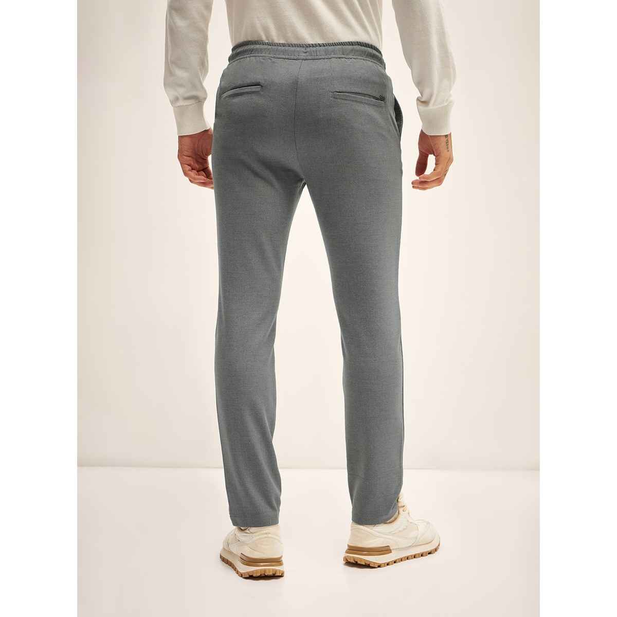 The Bear House Men 4 Way Stretch Solid Formal Trouser - Fueng | Grey | 30