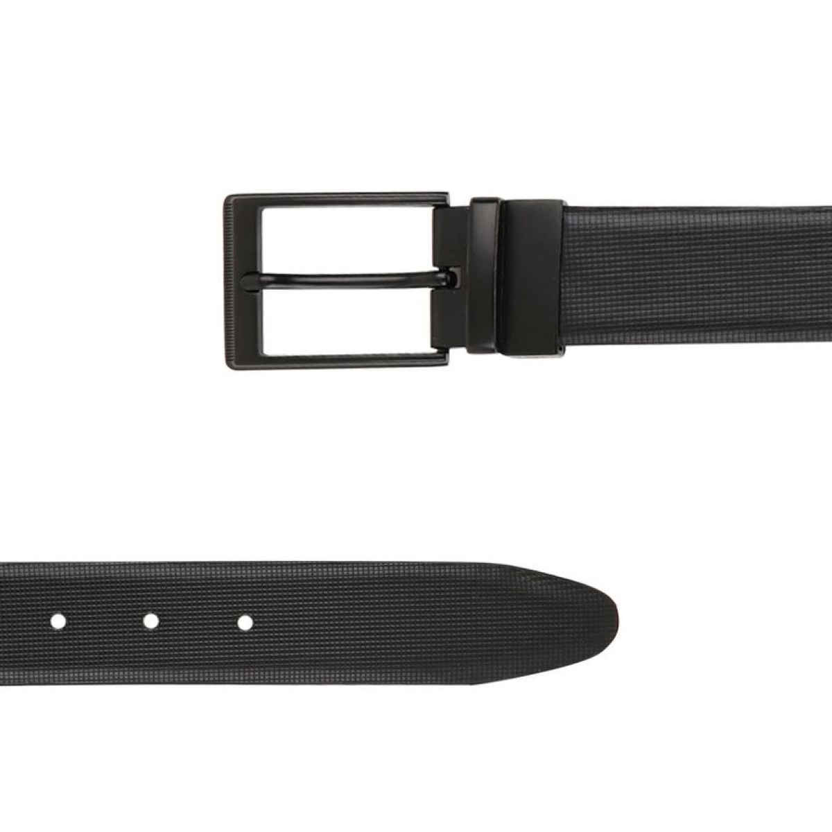 Teakwood Men's Textured Genuine Leather Reversible Belt | Black and Brown - 40 Inches