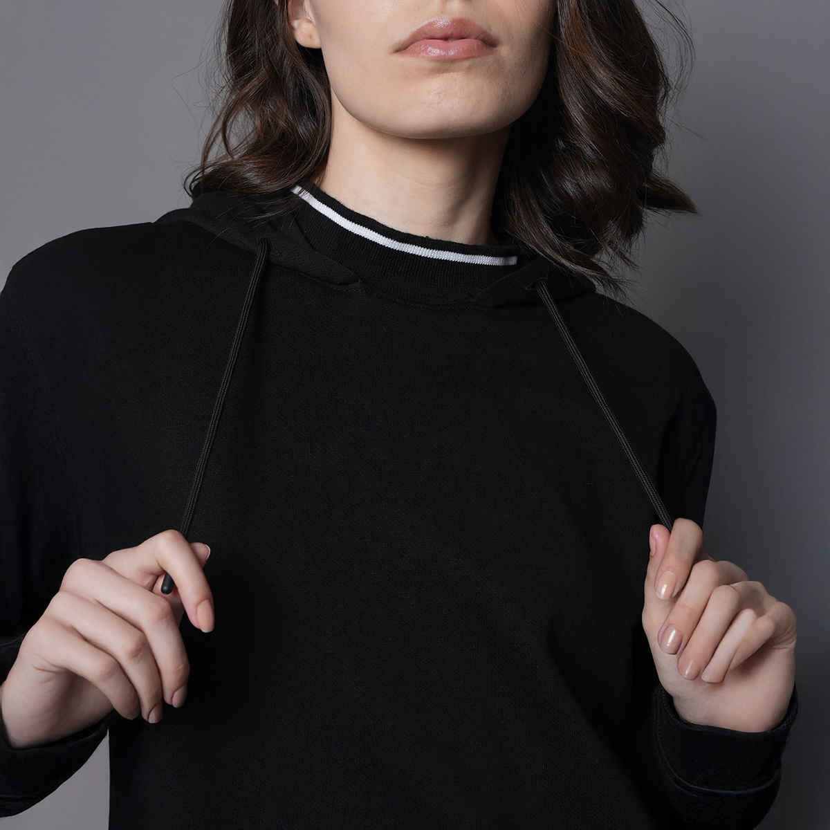 High Star Women's Striped Hooded Pullover Sweatshirt | Black - M