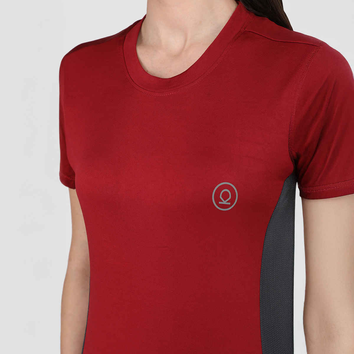 Chkokko Women's Round Neck Regular Fit Half Sleeves Gym T-shirt | Maroon - M
