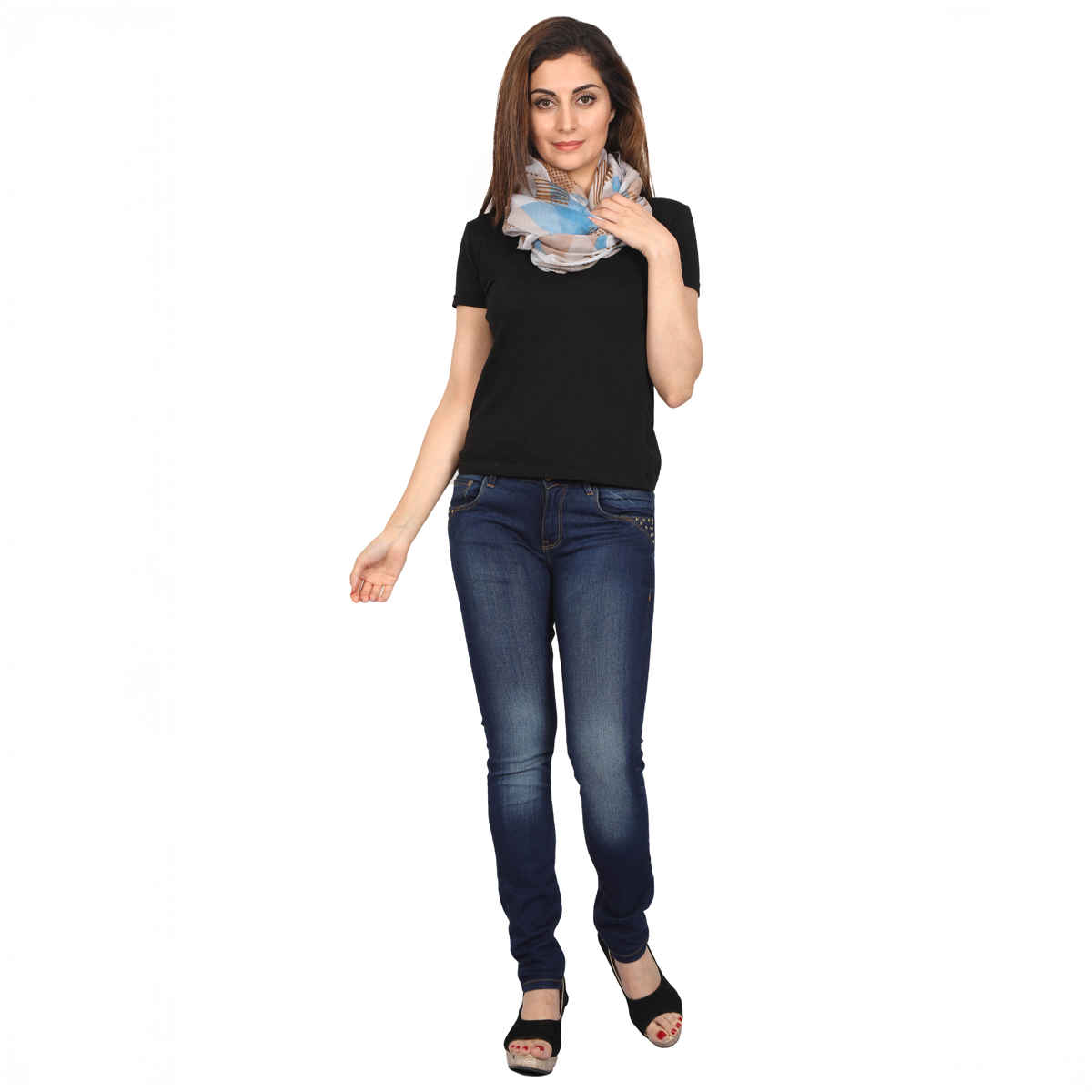 Fabseasons Women's Abstract Cotton Scarf | Brown - Free Size