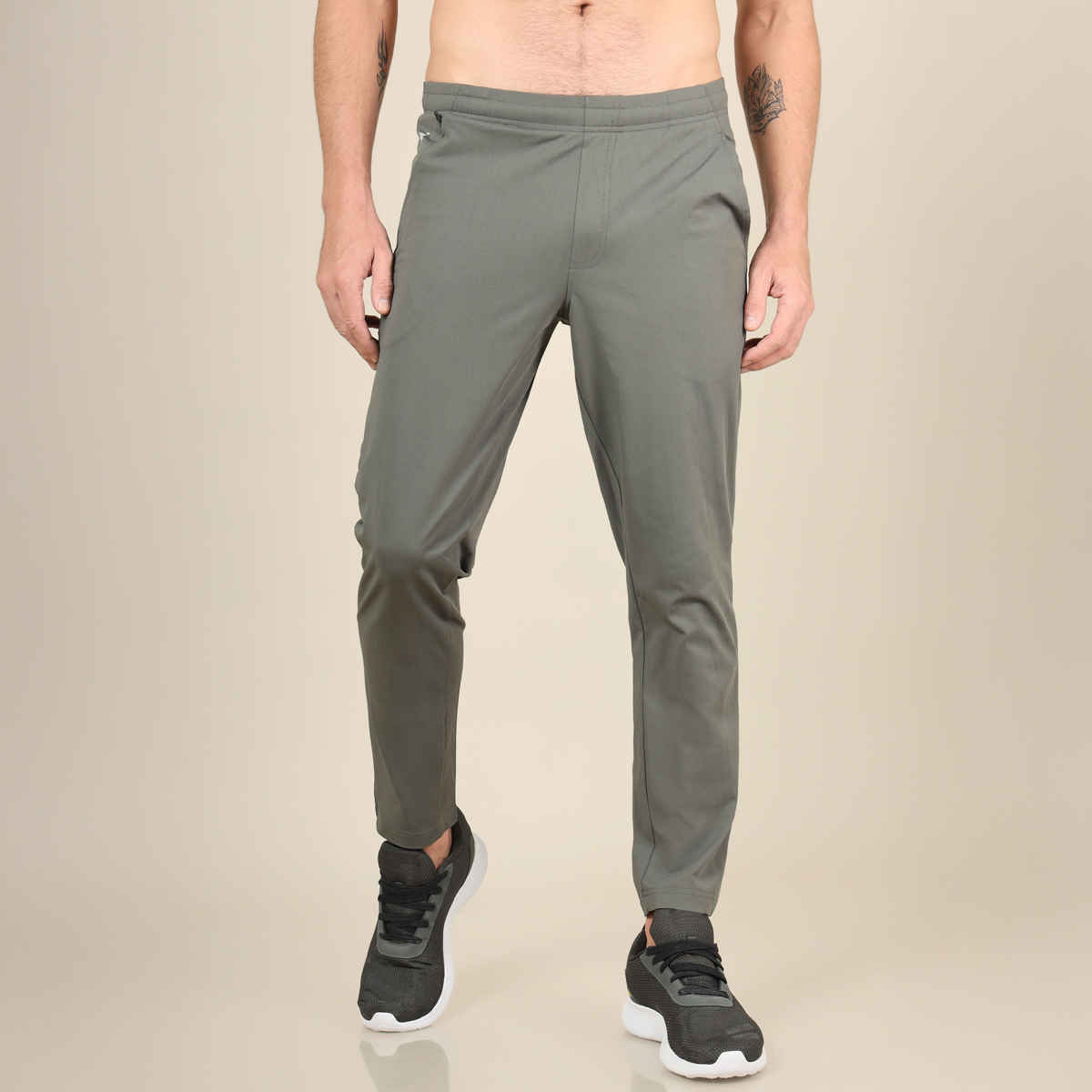 Technosport Men Poly Solid Relax Fit Sports Trackpants with ELASTO PLUS | Beetle | L