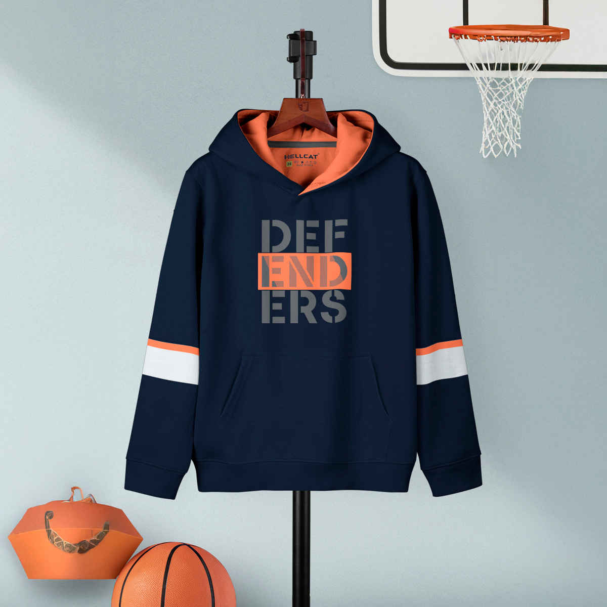 Hellcat Boy's Printed Cotton Blend Hoodie T-Shirt | Blue | 7-8 Years