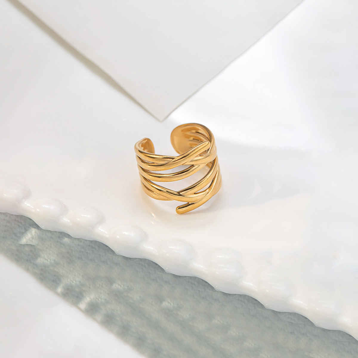 LabelShe Gold-Plated Stainless Steel Contemporary Adjustable Ring | LS-RNG-72200