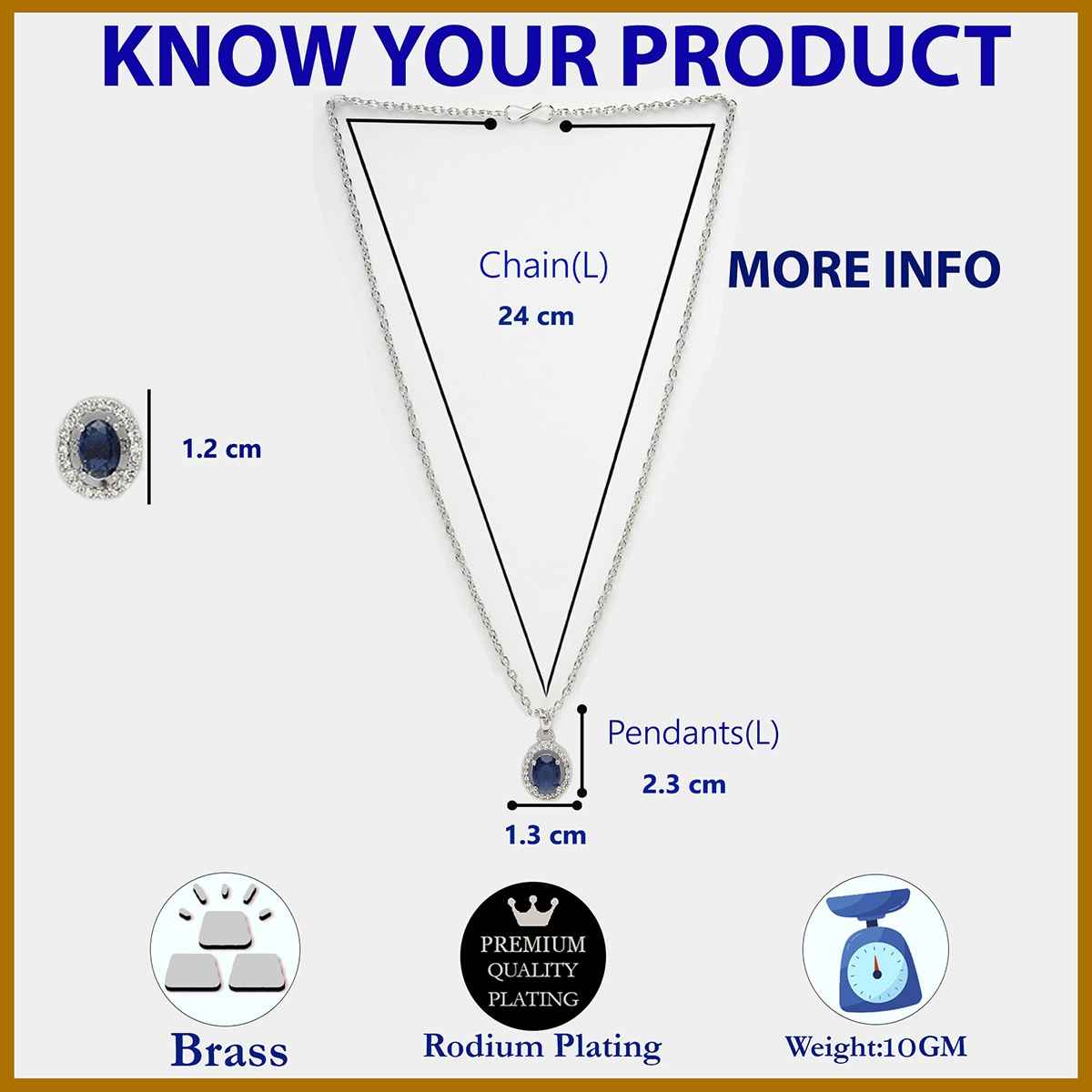 Zeneme Rhodium Plated American Diamond Studded Necklace and Earrings For Women & Girls