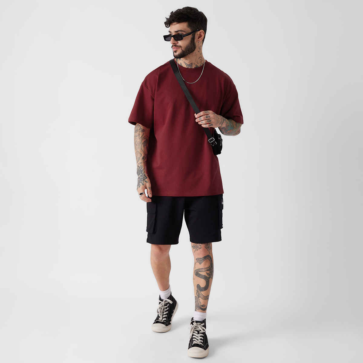 The Souled Store Solids- Superhero Red Oversized T-Shirts, Red, L