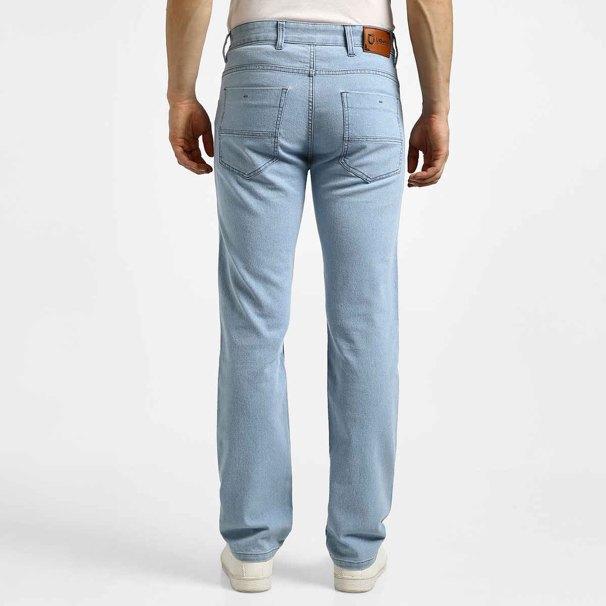 Urbano Fashion Men's Jeans Regular Fit Washed Stretchable | Ice Blue | 32