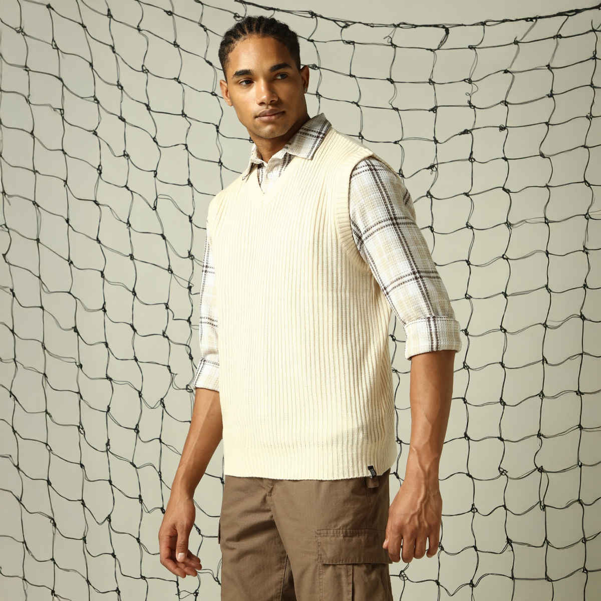 Hubberholme Men's Striped Pullover | Cream - M
