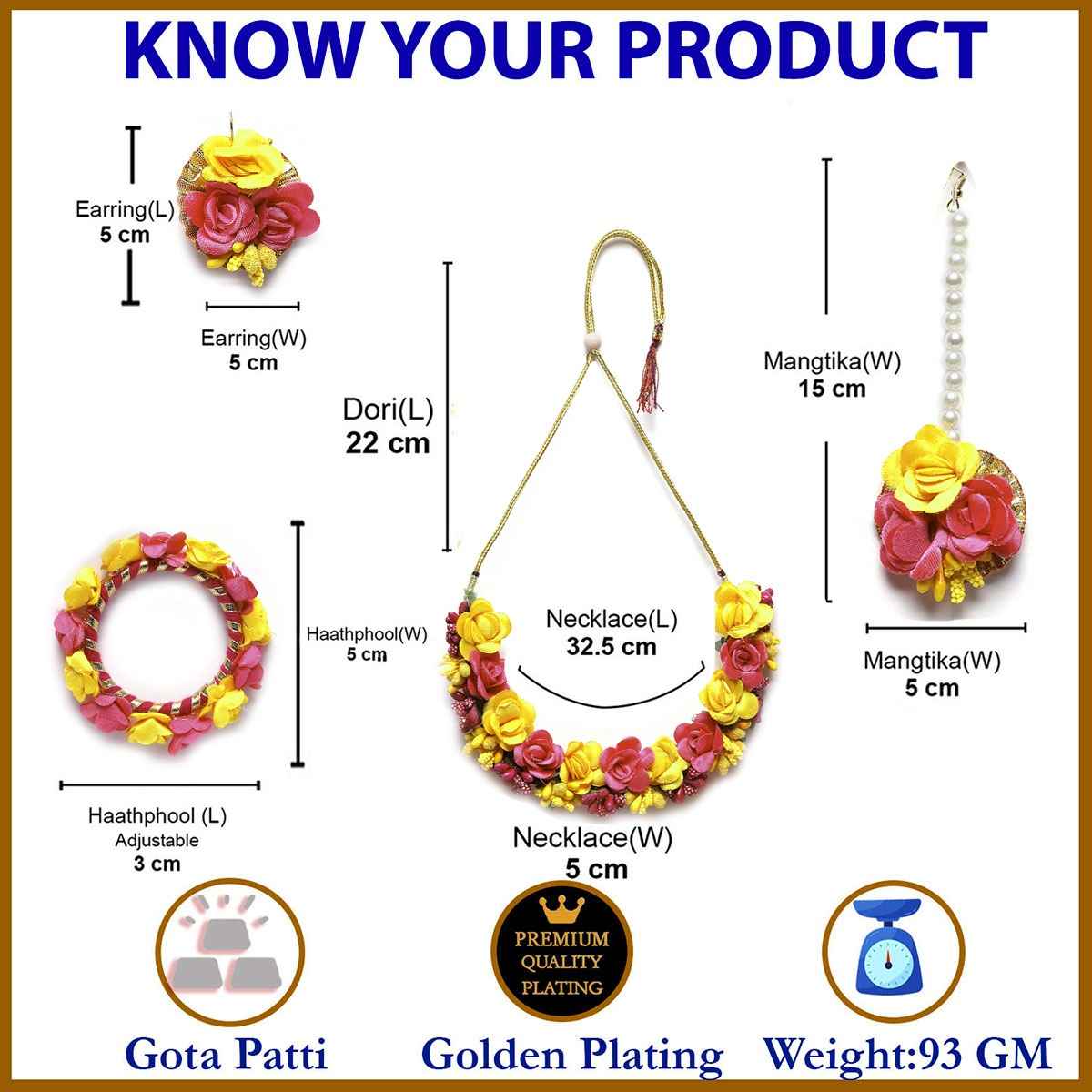 Zeneme Flower Wedding Jewellery Set For Women & Girls