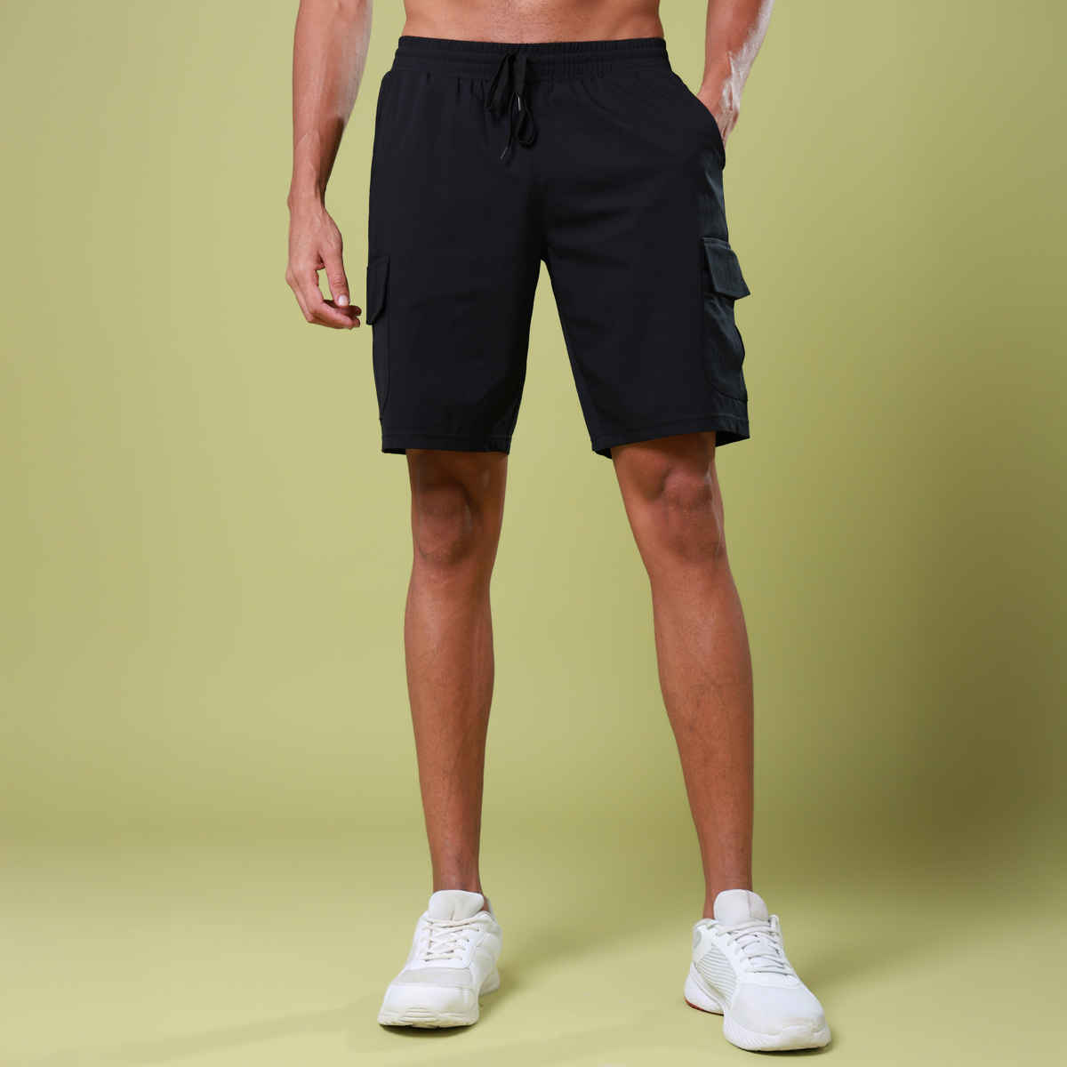 Technosport Men Poly Solid Slim Fit Sports Shorts with TS FLEXI | Black | L