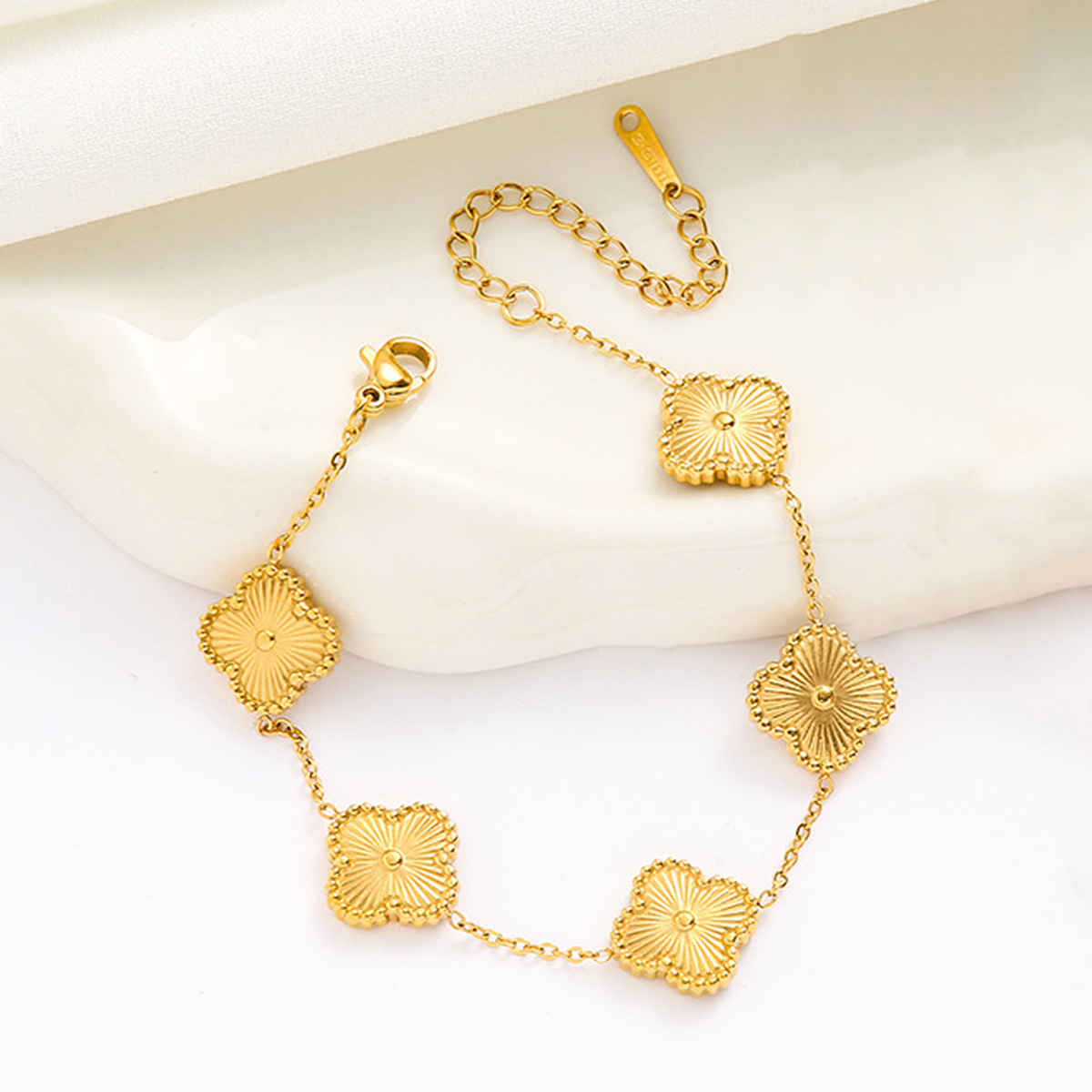 LabelShe Stainless Steel Gold Plated Golden Clover Bracelet | LS-BNG-16171