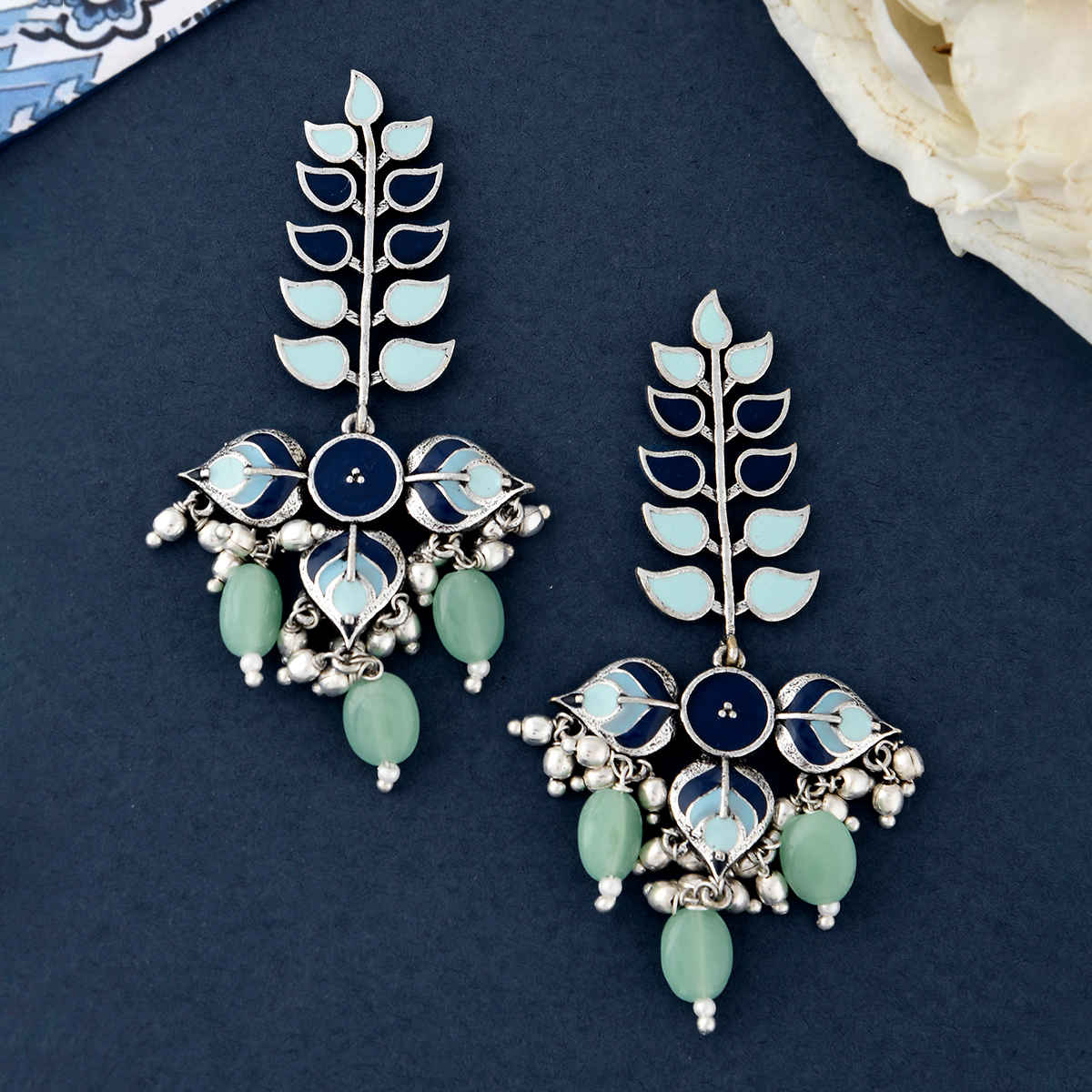 Voylla Bagh E Fiza Leaves Long Drop Earrings